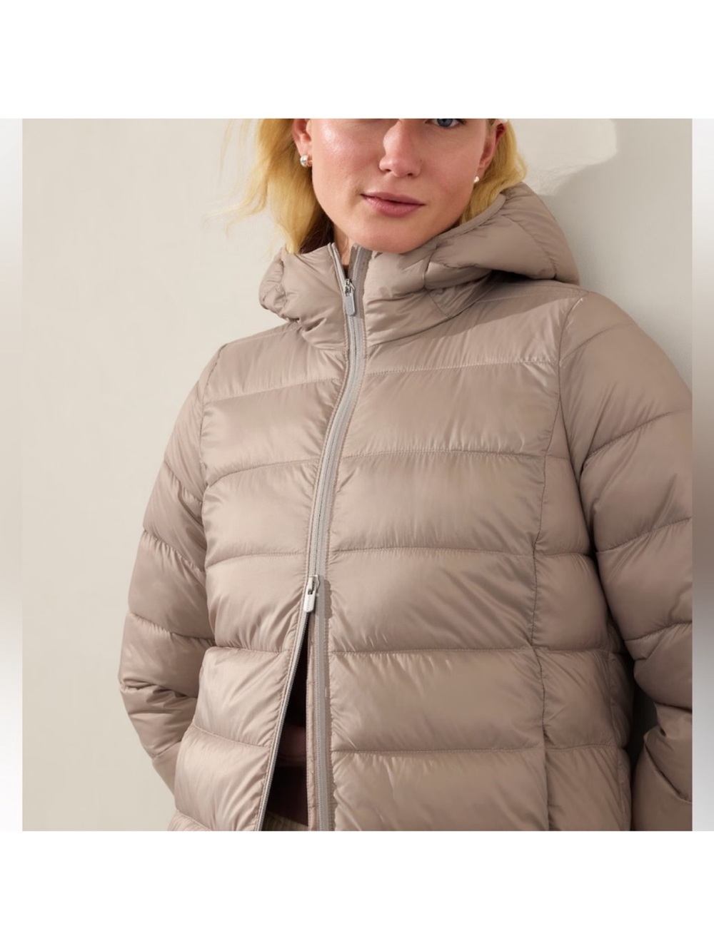 Athleta Aire Puffer Parka Jacket
Women's M Feather Tan
Style 473132 - Picture 3 of 6